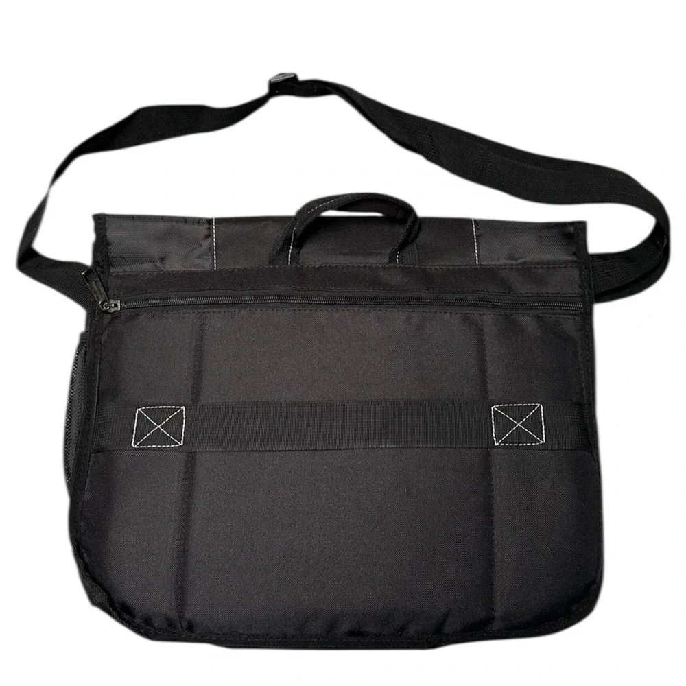 Black Messenger Bag with Adjustable Strap Laptop Tech Gear NEW Casual Office